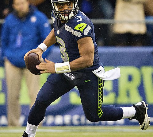 Seattle QB Russell Wilson on the run.