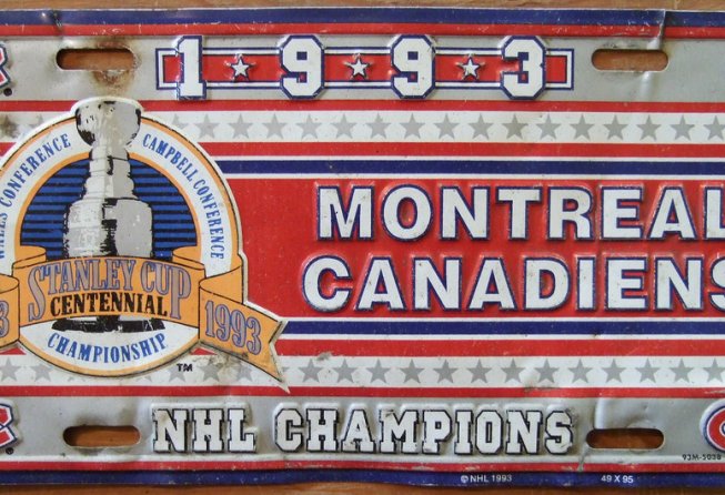 Canadiens 1993 commemorative license plate