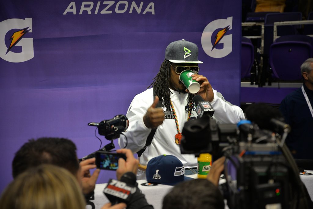 Marshawn Lynch at a press conference