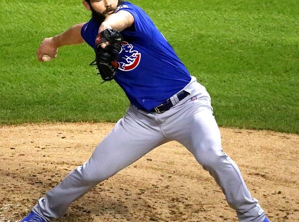 Jake Arrieta pitching in the world series
