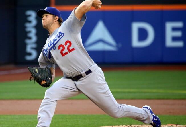 Clayton Kershaw lets it fly during the 2016 NLCS