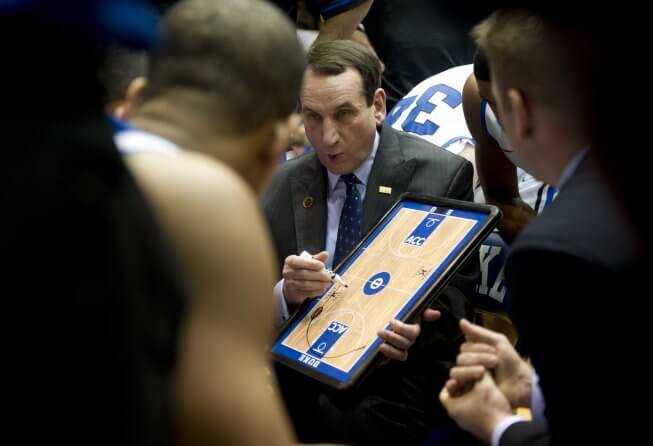 Coach K Talks to His Team
