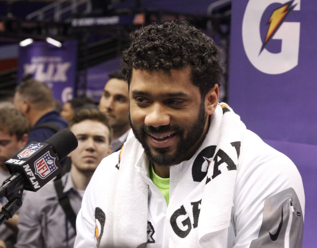 Russell Wilson during a press conference