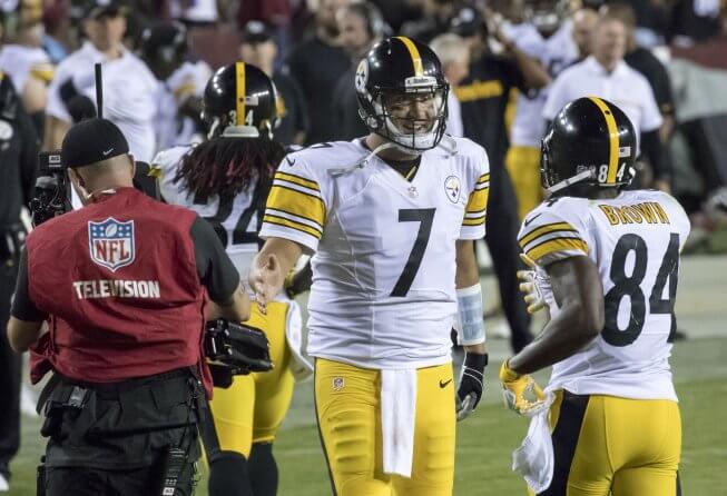 Ben Roethlisberger and Antonio Brown celebrate