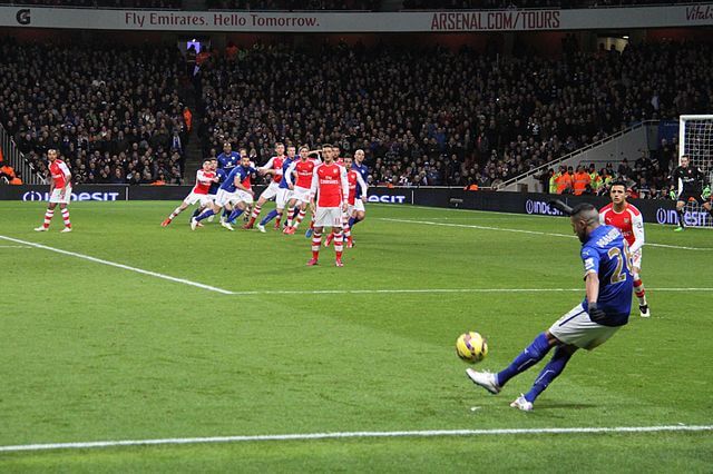 Mahrez takes a spot kick.