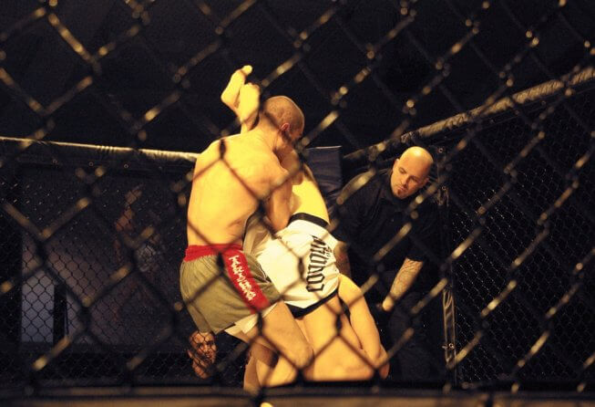 UFC fighters take it to the ground.