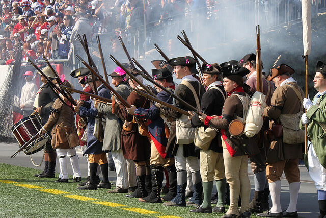 Re-enactors at a Patriots game
