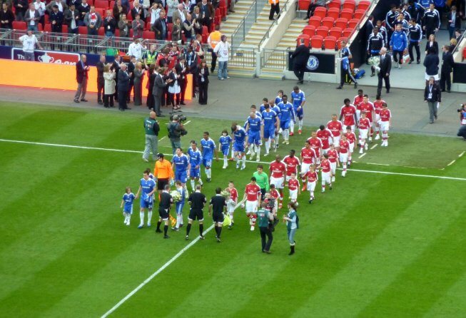 Arsenal and Chelsea walk out.