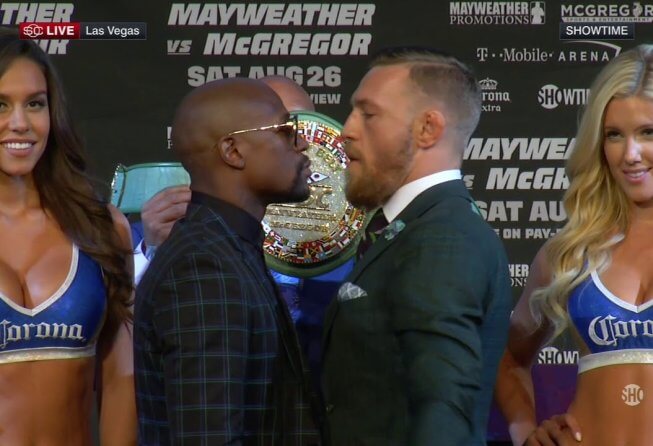 Mayweather Odds: From McGregor to Soccer, Big "Money" Talks Mayweather and McGregor staredown ahead of their August 26th boxing match.
