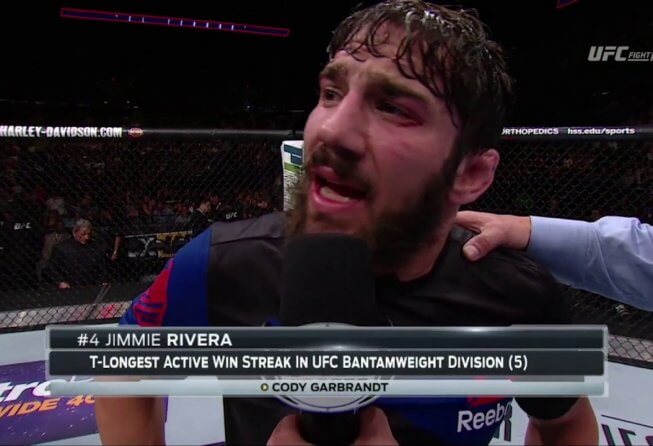 Jimmie Rivera octagon interview after a win.