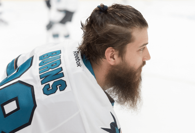 Sharks defenseman Brent Burns during pregame warmup.