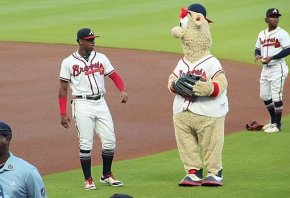 Ronald Acuna of the Atlanta Braves on the field during preRonald Acuna of the Atlanta Braves on the field during pre-game warmup.