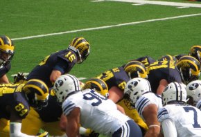 Michigan Wolverines at the line of scrimmage