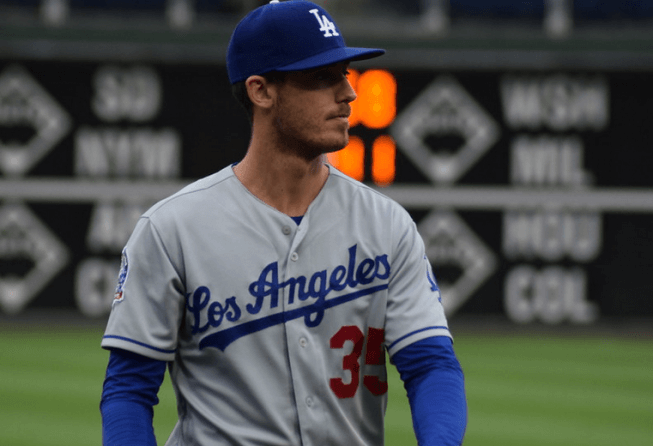 Cody Bellinger walking off the field at Chavez Ravine