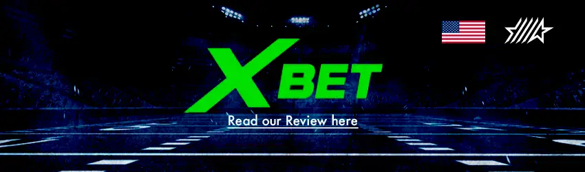 An image of the Xbet logo on an intense blue banner