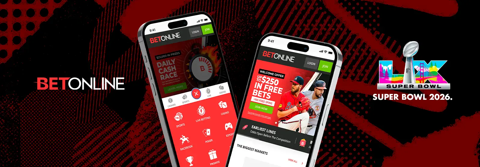 Betonline mobile betting interface for SuperBowl online betting 2026