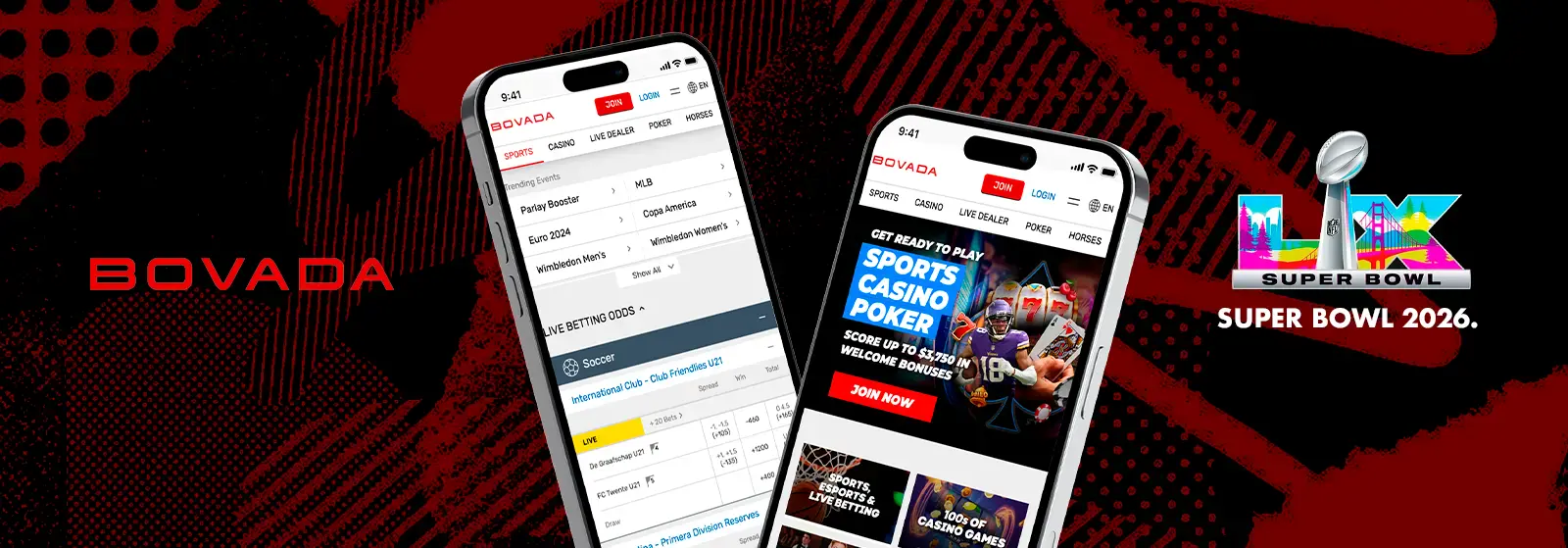 Bovada mobile betting interface for SuperBowl online betting 2026