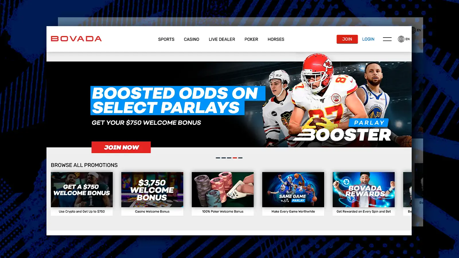 Bovada promotions interface for Superbowl Online betting 2026