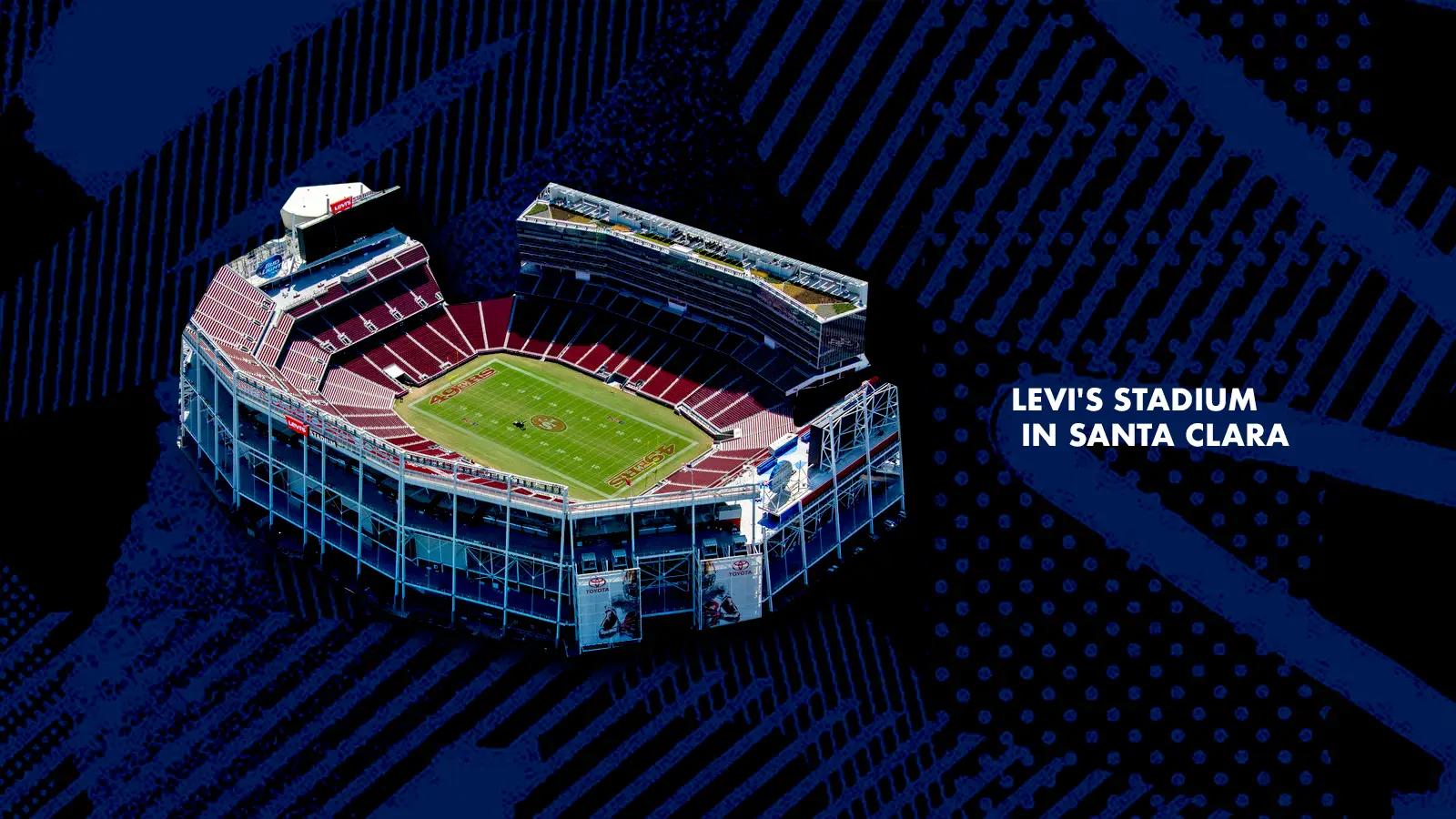 Collage images of the SuperBowl 2026 stadium in Santa Clara California