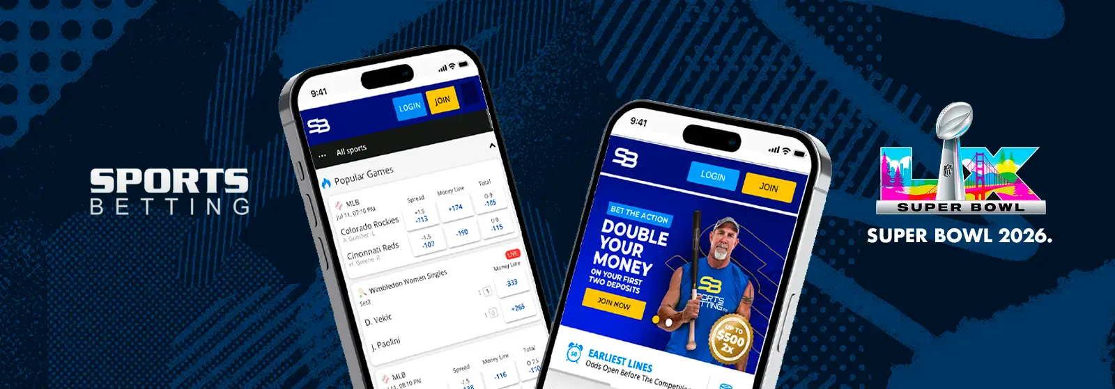 SportsBetting.ag mobile betting interface for SuperBowl online betting 2026