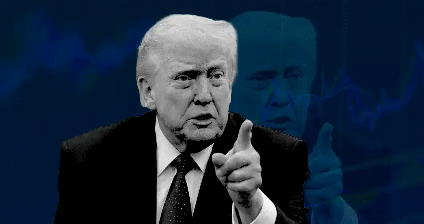 donald trump collage with graphics in the background