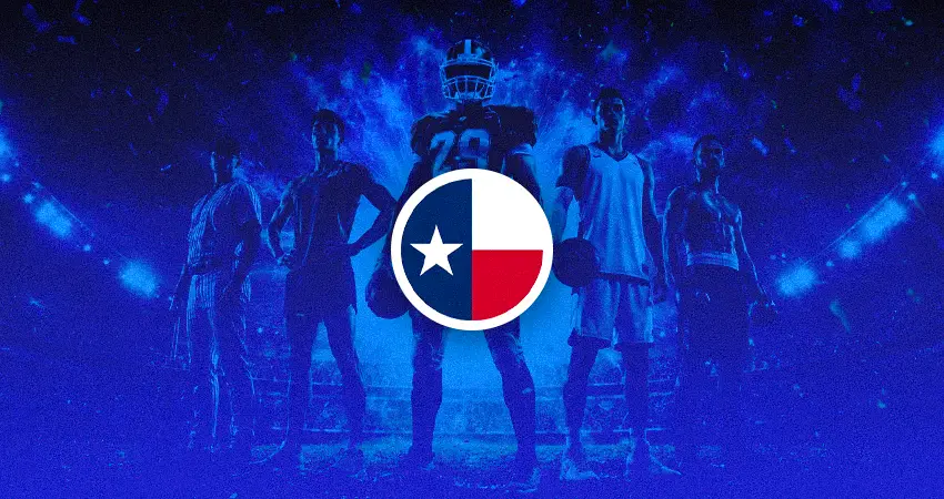 Texas sports betting promos guide with football player
