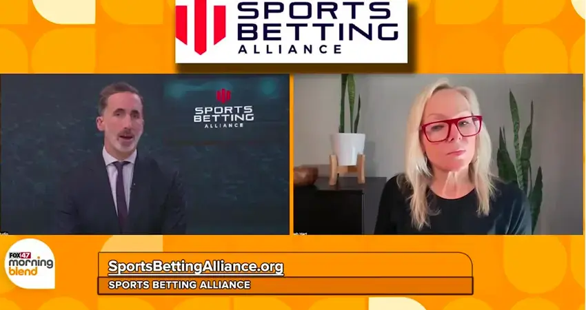 Sports Betting Alliance interview segment discussing sports betting regulation on a morning TV program_