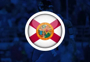 blue gradient banner with the florida rounded flag in the center
