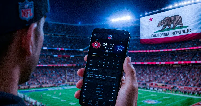 image of a person doing real live bets in a NFL Stadium