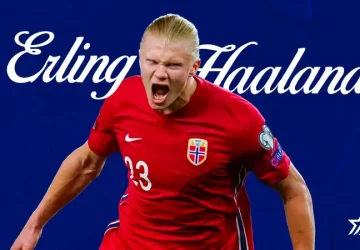 Erling Haaland creativity in a blue blackground for the Worldcup 2026