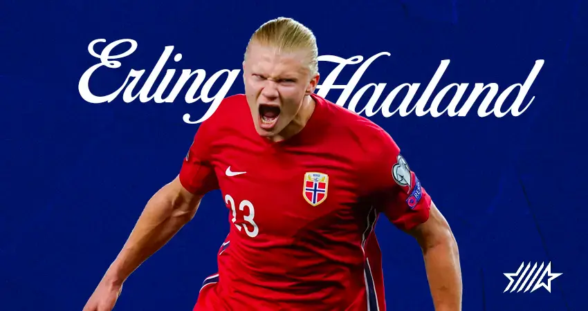 Erling Haaland creativity in a blue blackground for the Worldcup 2026