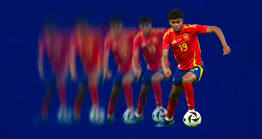 Lamine Yamal in action playing for Spain Soccer National Team