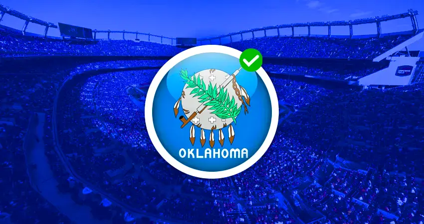 Oklahoma sports betting guide with stadium background