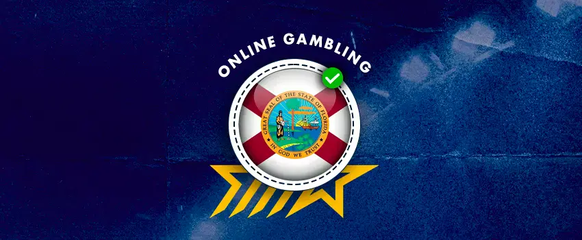 Online gambling banner with Florida state flag icon