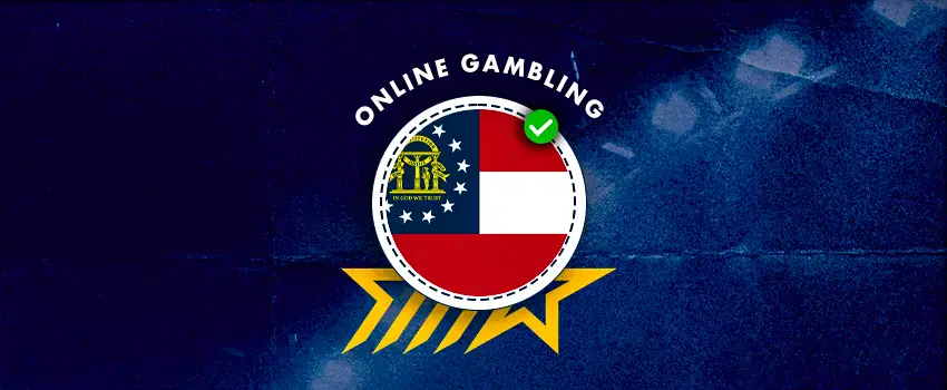 Online gambling banner with Georgia state flag icon