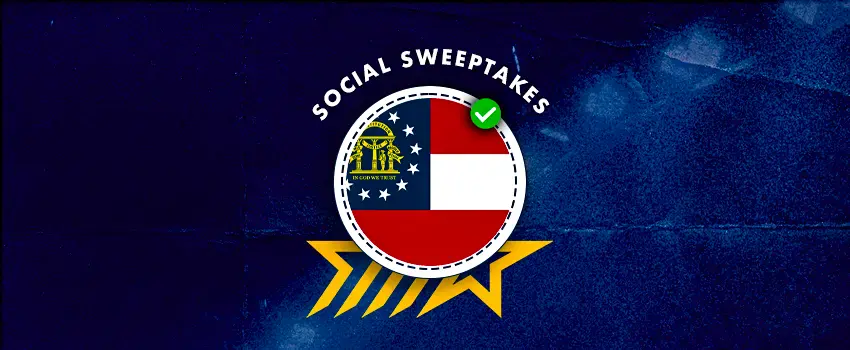 Social sweepstakes betting banner with Georgia state flag badge