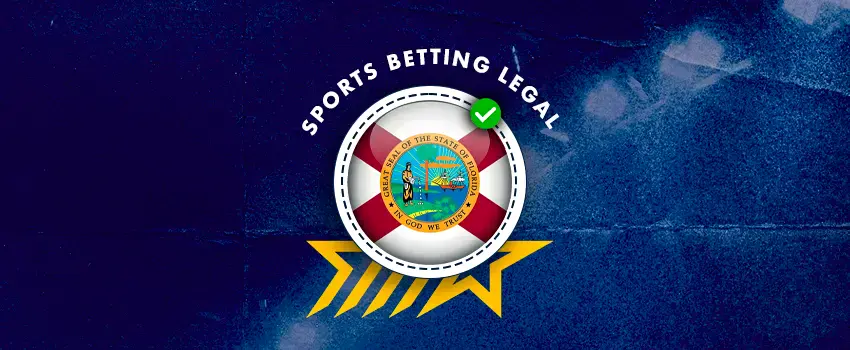 Sports betting legal banner with Florida state flag icon