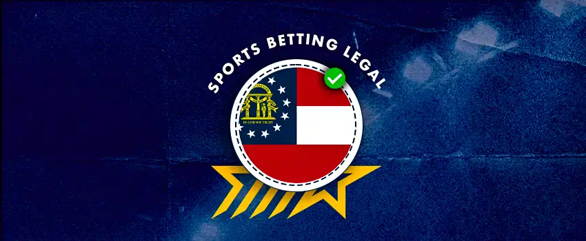 Sports betting legal banner with Georgia state flag icon