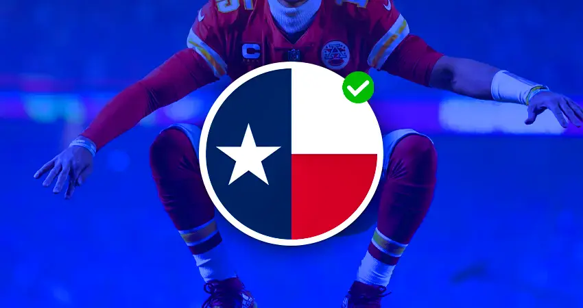 Texas sports betting promos guide with football player