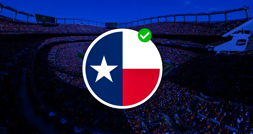 Texas sports betting guide with stadium background