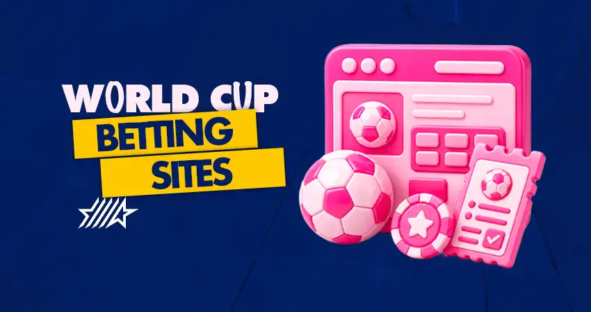 World Cup Betting Site Banner with a pink icon