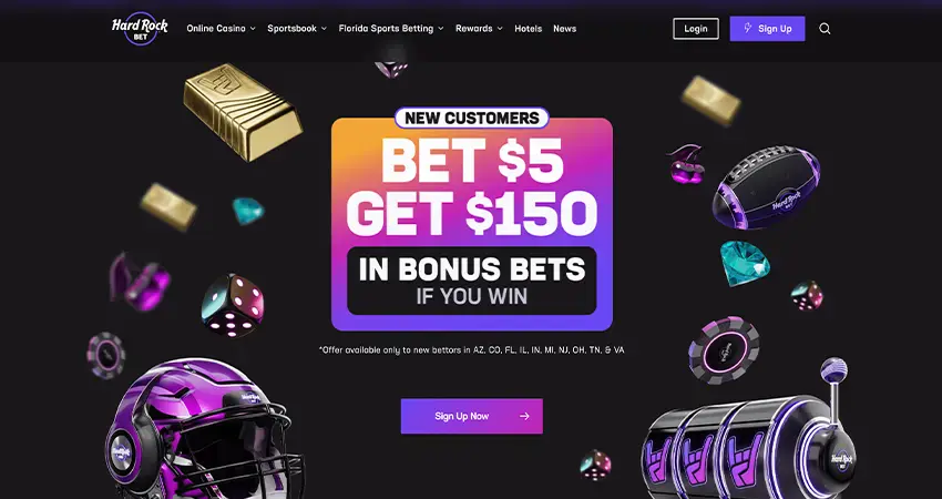 hard rock bet website interface showing betting promos