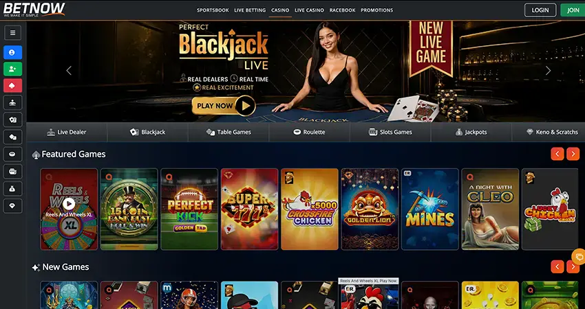 BetNow Desktop Casino Interface