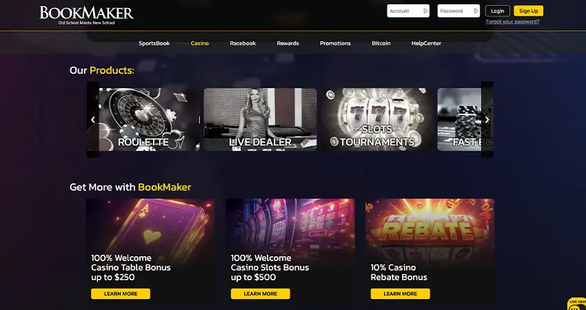 BookMaker Desktop Casino Interface