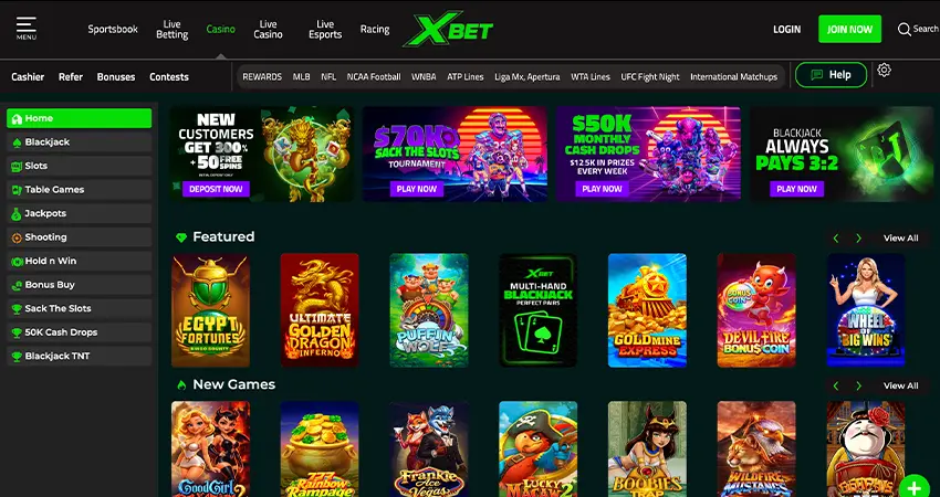 XBet Desktop Casino Interface