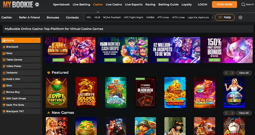 mybookie casino interface